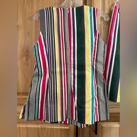 Carlisle Collection Colorful Striped Women's V-Neck Sleeveless Mini Skirt Set - Picture 7 of 14